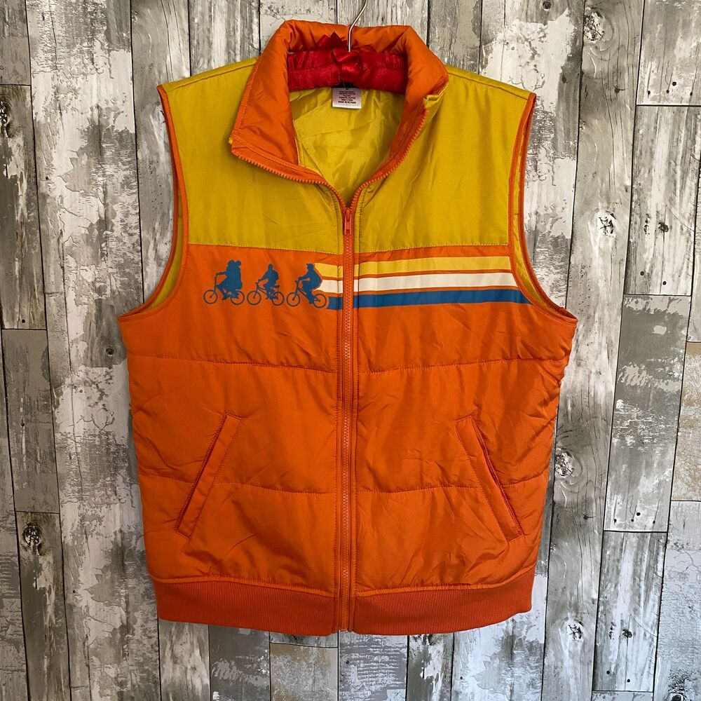 Stranger things orange and yellow puffer vest M
